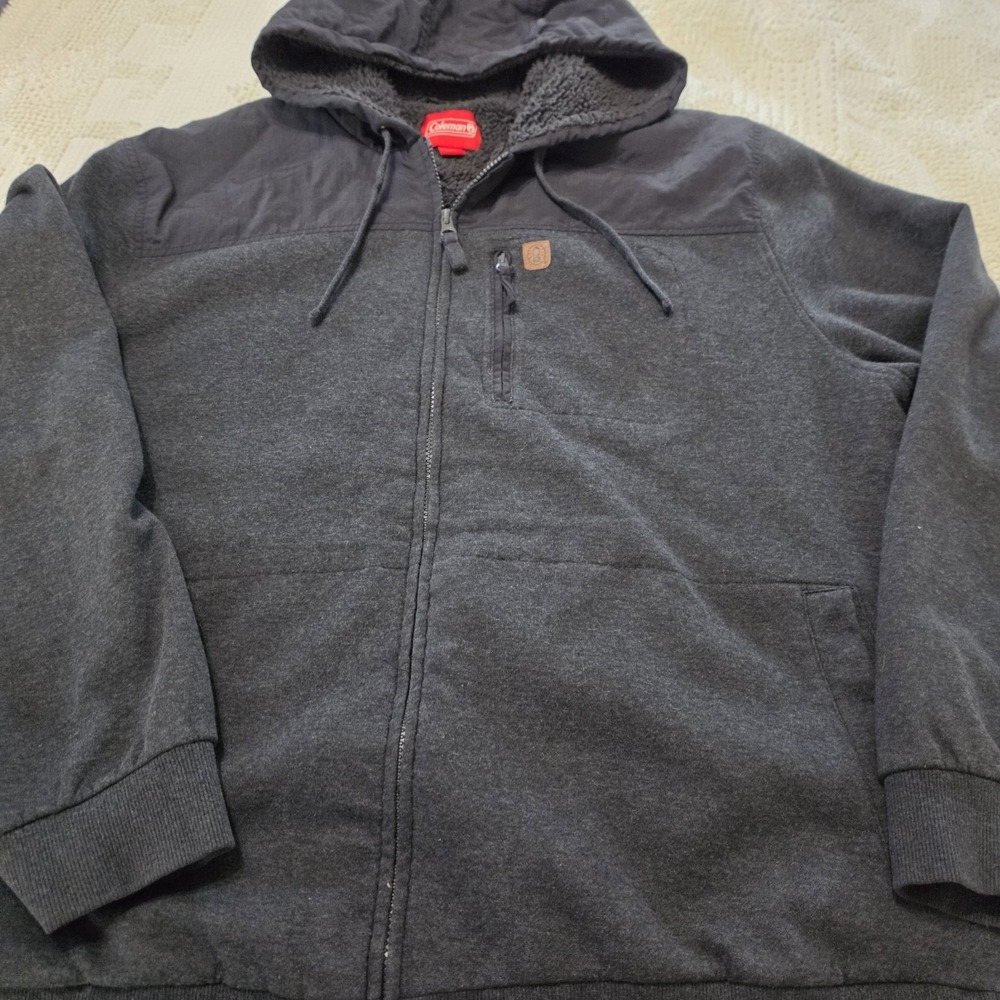 Coleman Men's Sherpa Lined Hooded Sweatshirt Jacket Full Zip XXL Gorpcore Work